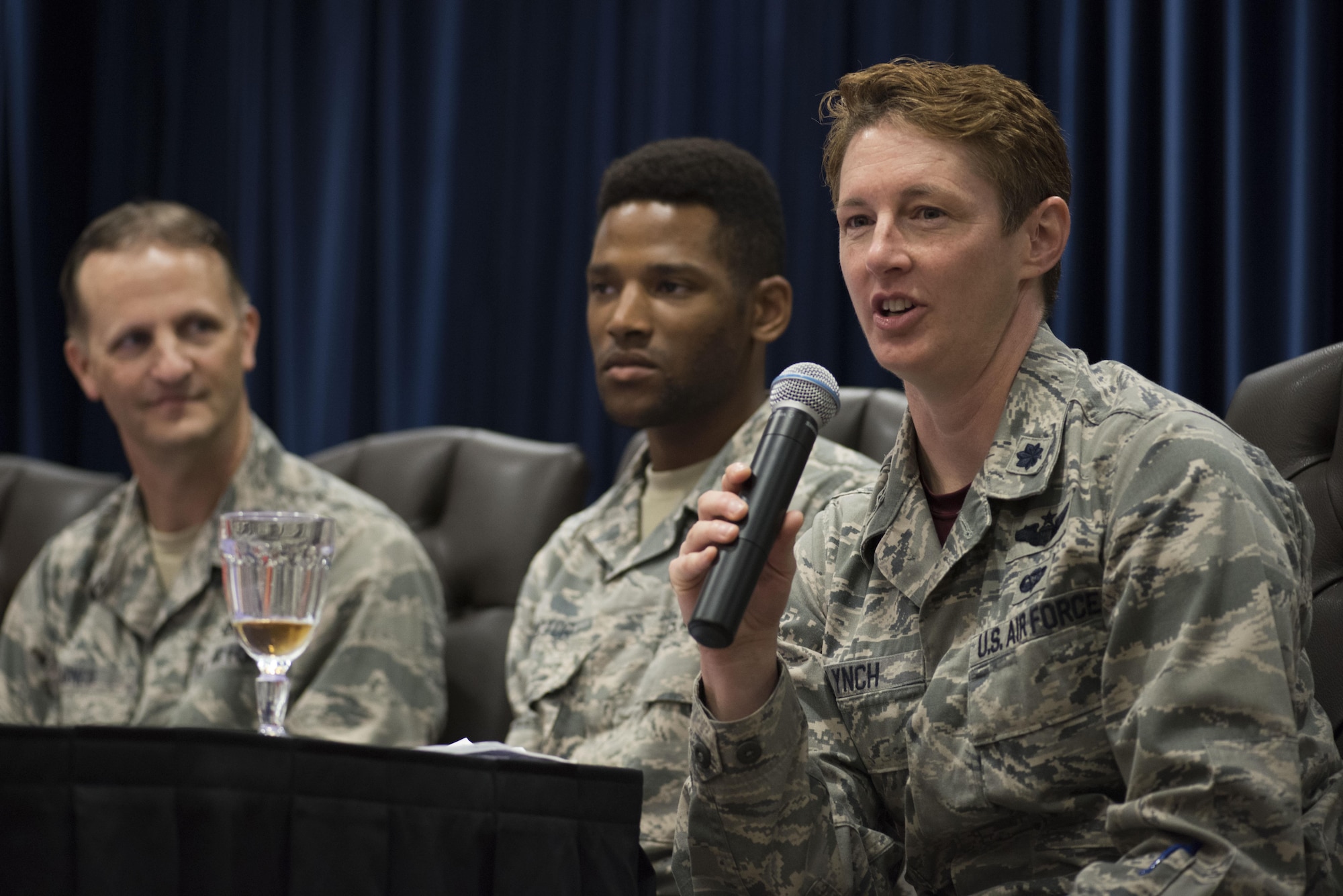 U.S. Air Force Lt. Col. Sarah Lynch, 39th Air Base Wing safety executive, shares her experiences as a lesbian service member as part of LGBT Pride Month June 16, 2017, at Incirlik Air Base, Turkey. Lynch also spoke on her time in the Air Force under the military’s Don’t Ask, Don’t Tell policy. (U.S. Air Force photo by Airman 1st Class Kristan Campbell) 