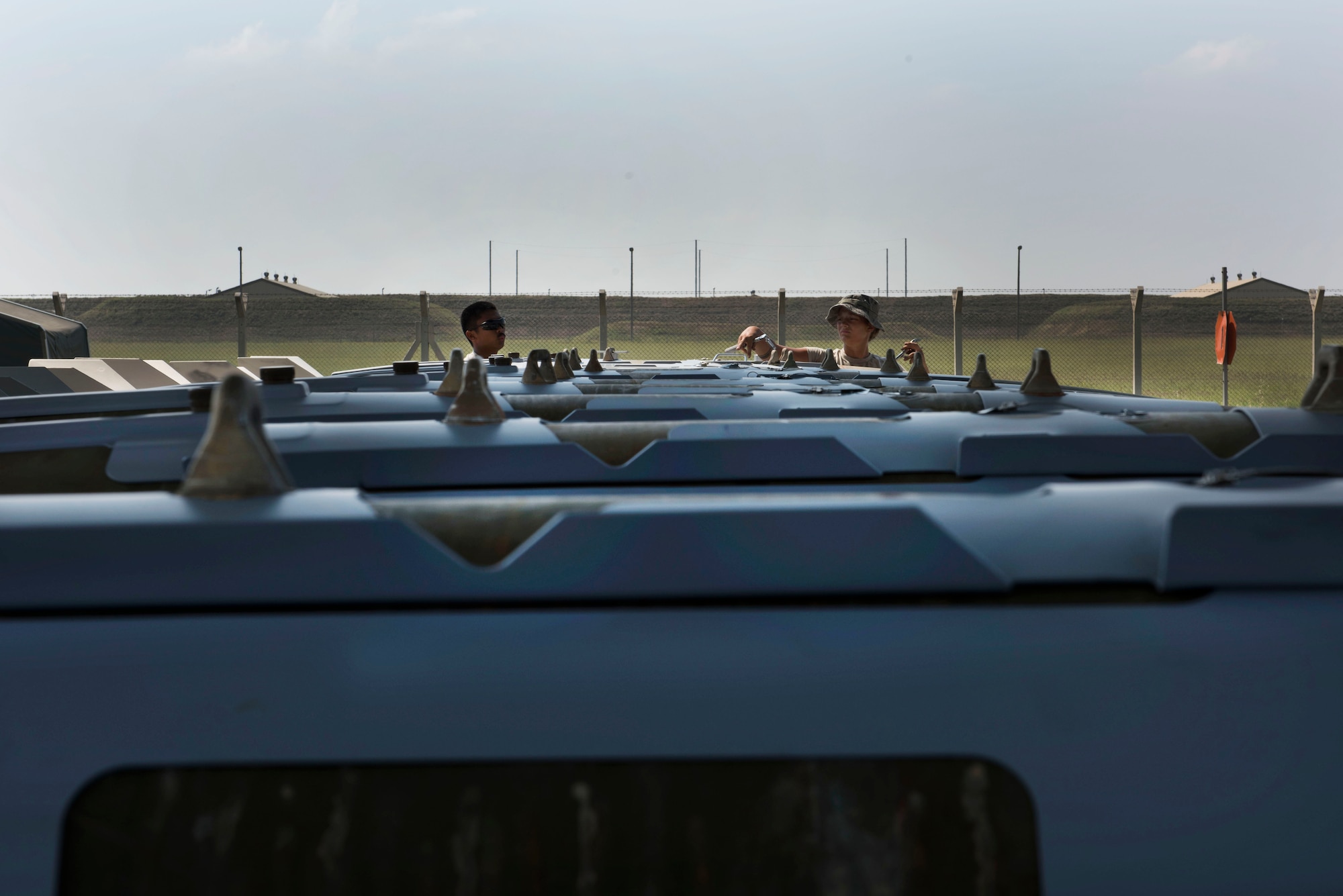 U.S. Airmen assigned to the 447th Expeditionary Aircraft Maintenance Squadron perform maintenance on joint direct attack munition GBU-31s June 16, 2017, at Incirlik Air Base, Turkey. A Joint Direct Attack Munition, or JDAM, features a tail kit that converts unguided bombs into precision guided, all-weather munitions. (U.S. Air Force photo by Airman 1st Class Kristan Campbell)