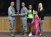 U.S. Air Force Col. David Benson (left), 7th Bomb Wing commander, presents the Air Force Global Strike Command Force Support Noncommissioned Officer of the Year Award to Master Sgt. Christopher Starnes (center), 7th Force Support Squadron fitness and sports section chief, at Dyess Air Force Base, Texas, June 15, 2017. Nine individuals and programs were recognized at the U.S. Air Force and Air Force Global Strike Command levels for the year of 2016. (U.S. Air Force photo by Airman 1st Class Emily Copeland)