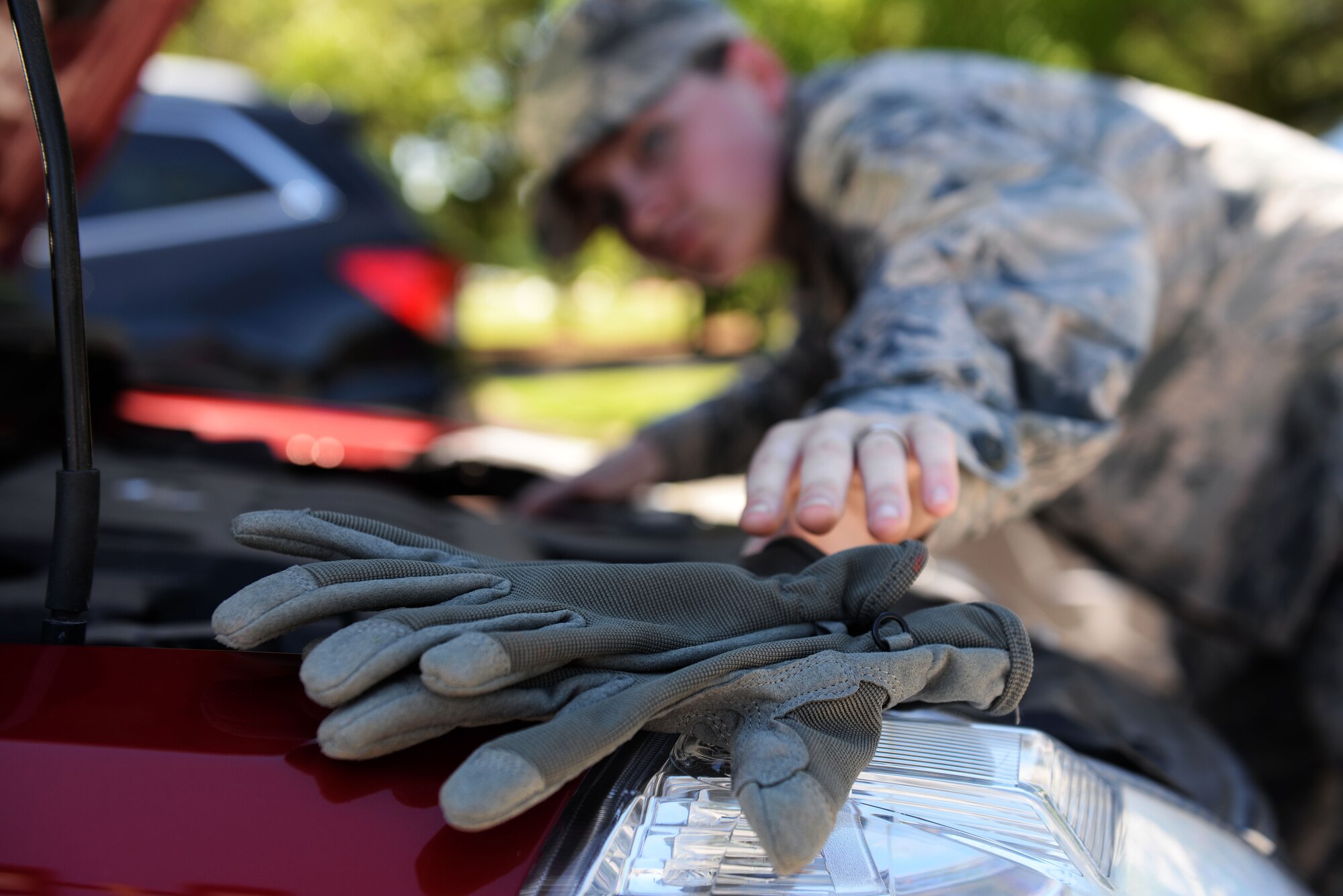 Wearing proper gear is an effective way to avoid injury during hazardous situations. Personal protective equipment such as earplugs, gloves and safety goggles help avoid injuries. (U.S. Air Force photo by Airman Rhett Isbell)