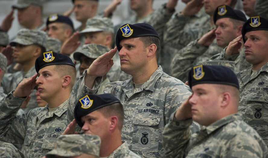 Maj. Gen. James Jacobson assumed command of the Air Force District of Washington during a ceremony on Joint Base Andrews, Md. June 20, 2017. Air Force Vice Chief of Staff Gen. Stephen Wilson presided over the ceremony where Maj. Gen. Darryl Burke relinquished command to Jacobson. (U.S. Air Force photo/Jim Varhegyi)(Released)