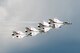 The U.S. Air Force air demonstration squadron “Thunderbirds” fly over the Dayton International Airport in Vandalia, Ohio, June 19, 2017. The squadron will be performing for crowds at the Vectren Dayton Air Show later in the week. (U.S. Air Force photo by Wesley Farnsworth)