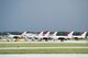 The U.S. Air Force air demonstration squadron “Thunderbirds” park their planes at the Dayton International Airport in Vandalia, Ohio, June 19, 2017. The squadron will be performing for crowds at the Vectren Dayton Air Show later in the week. (U.S. Air Force photo by Wesley Farnsworth)