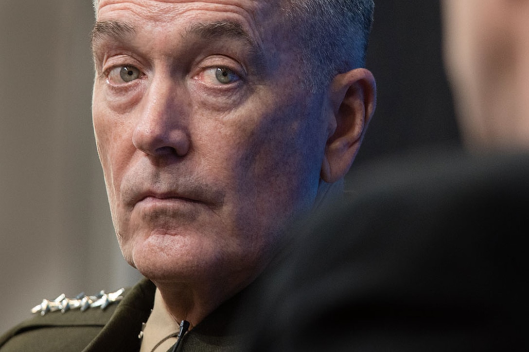 At Brookings Institution, February 23, 2017, General Dunford assessed risk posed by Russia, China, North Korea, Iran, and violent extremism (DOD/D. Myles Cullen)