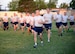 72nd Medical Group Commander Col. Christopher Grussendorf leads fellow Wildcatters on a short run around the Airman Leadership School soccer field during the May 31 Wildcatter PT. (Air Force photo by Kelly White)