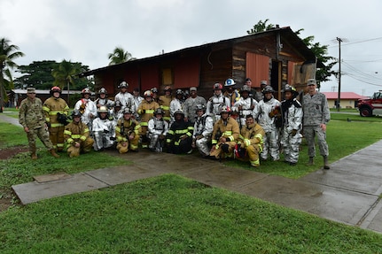 Firefighters from the 612th Air Base Squadron Fire Department, Joint Task Force-Bravo, conducts a live fire training June 16, 2017 on Soto Cano Air Base, to practice their skills and provide awareness to the base population. 