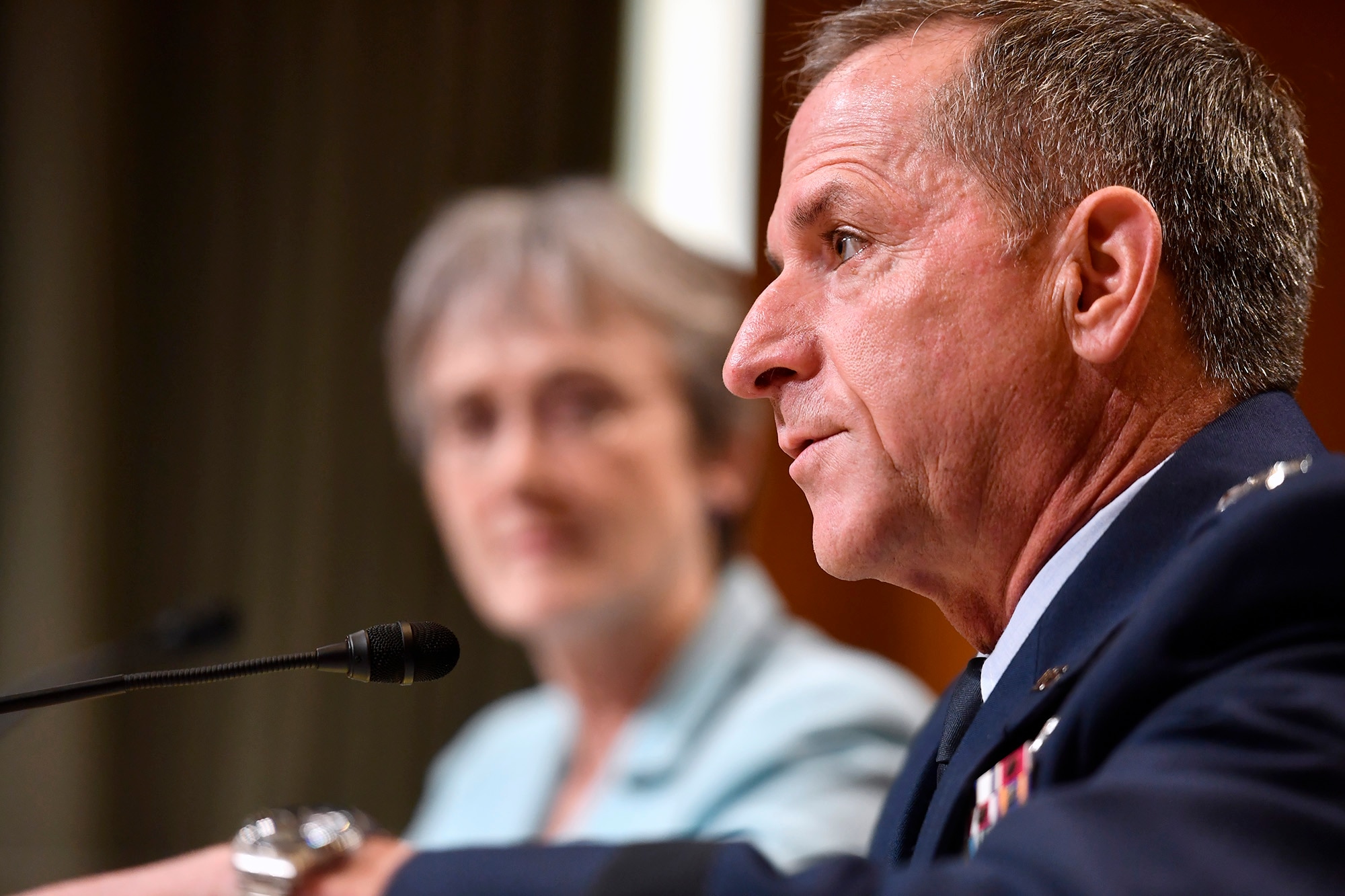 Air Force Chief of Staff Gen. David Goldfein testifies before the Senate Appropriations Committee for Defense June 21, 2017, in Washington, D.C. Secretary of the Air Force Heather Wilson joined Goldfein before the subcommittee's hearing to discuss the fiscal year 2018 budget request for the Air Force.  (U.S. Air Force photo/Scott M. Ash)