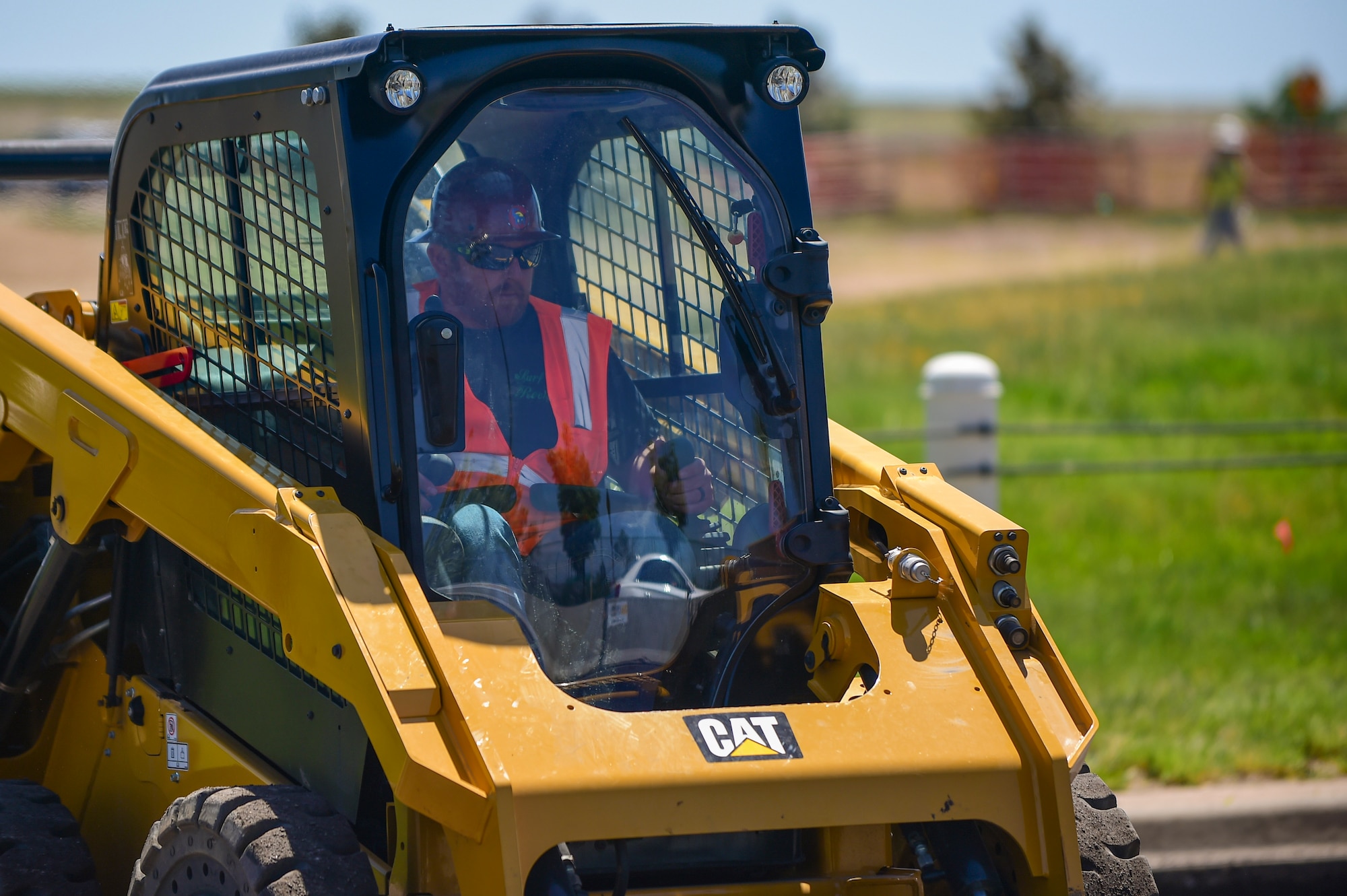 Contractors from Mirador-Nasco begin reconstruction of the 6th Avenue Gate June 13, 2017, on Buckley Air Force Base, Colo. The project is expected to help with traffic calming and address anti-terrorism force protection concerns. (U.S. Air Force photo by Airman Jacob Deatherage/Released)