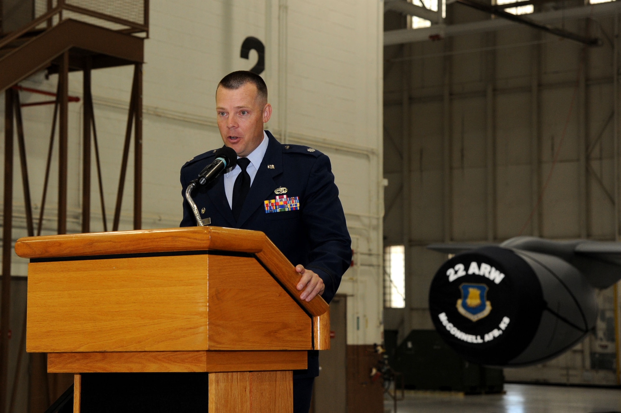 Lt. Col. Duane Richardson relinquished command of the 22nd AMXS to Lt. Col. Brian Mix. (U.S. Air Force photos/Airman 1st Class Jenna K. Caldwell)  