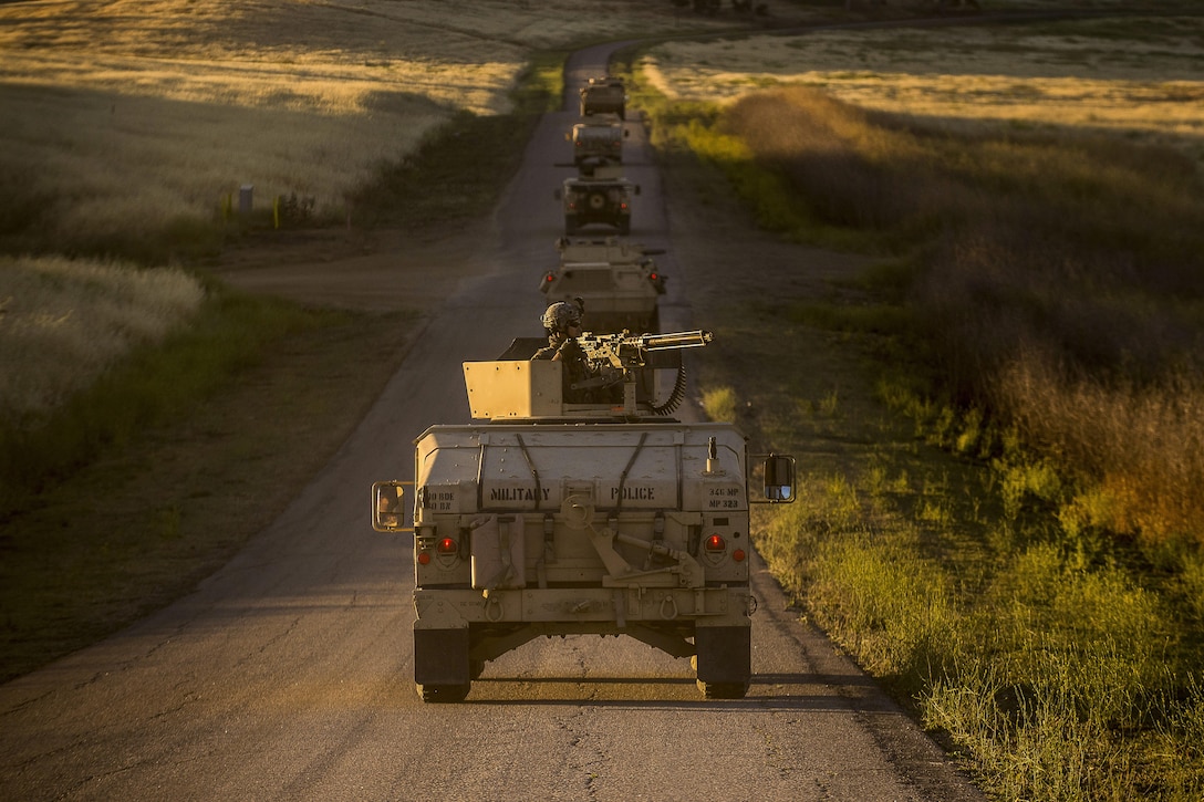 Reserve soldiers conduct route reconnaissance training at Fort Hunter Liggett, Calif., June 20, 2017. The soldiers are assigned to the 339th Military Police Company, based in Davenport, Iowa. Army photo by Master Sgt. Michel Sauret