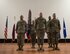 U.S. Air Force Brig. Gen. Darren V. James, center, commander of the 379th Air Expeditionary Wing, prepares to relinquish his command as wing commander to Lt. Gen. Jeffrey L. Harrigian, commander of U.S. Air Forces Central Command at Al Udeid Air Base, Qatar, June 12, 2017. During his term, James’ leadership and vision guided the wing to produce 192,800 flight hours during 29,000 combat sorties, transport nearly 25,000 U.S. and coalition warfighters, deliver 915 million pounds of fuel, collect 9,200 hours of valuable intelligence, surveillance and reconnaissance, and deliver 10,500 precision-guided munitions. (U.S. Air Force photo by Tech. Sgt. Amy M. Lovgren)