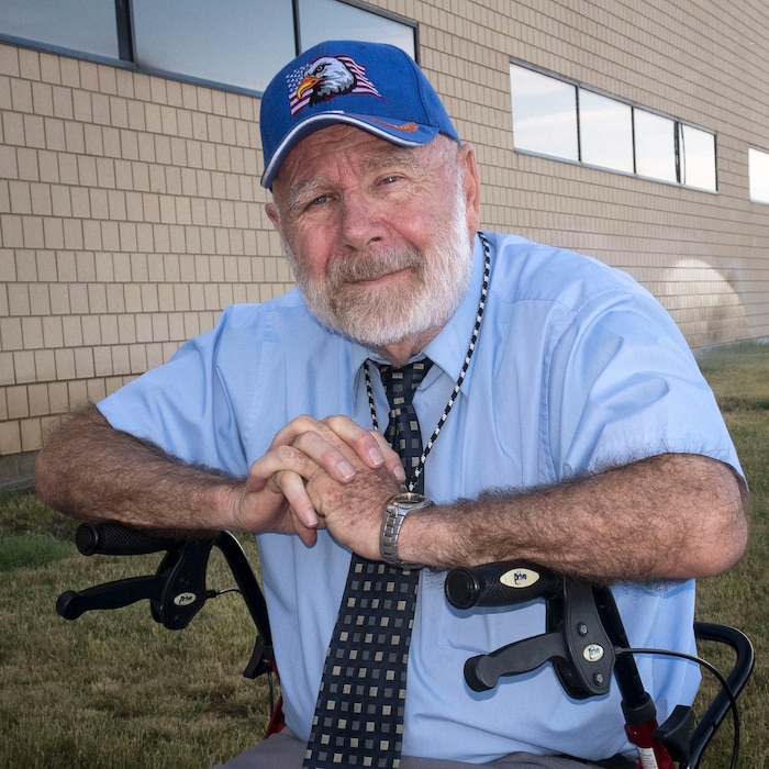 Ralph Harper, Air Force Life Cycle Management Center F-16 System Program Office, talks about his 50-year federal career during an interview June 15 at Hill Air Force Base. Harper’s first job at the base in 1967 was as a sheet metal mechanic. (U.S. Air Force/Paul Holcomb)
