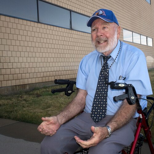 Ralph Harper, Air Force Life Cycle Management Center F-16 System Program Office, talks about his 50-year federal career during an interview June 15 at Hill Air Force Base. Harper’s first job at the base in 1967 was as a sheet metal mechanic. (U.S. Air Force/Paul Holcomb)