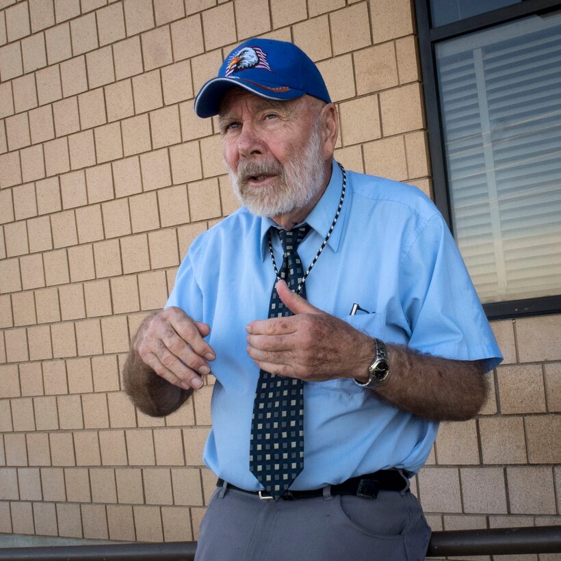 Ralph Harper, Air Force Life Cycle Management Center F-16 System Program Office, talks about his 50-year federal career during an interview June 15 at Hill Air Force Base. Harper’s first job at the base in 1967 was as a sheet metal mechanic. (U.S. Air Force/Paul Holcomb)