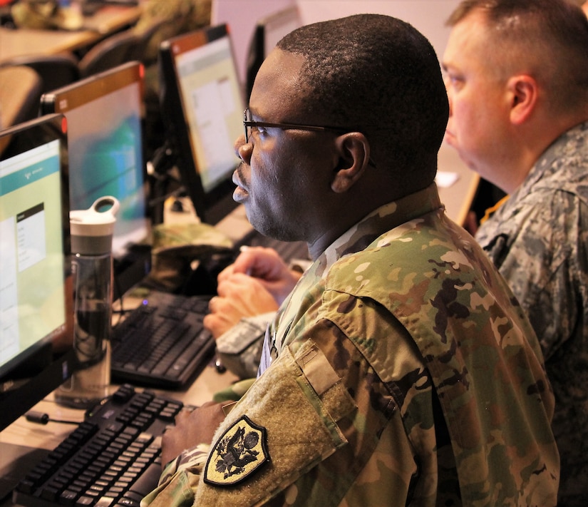 U.S. Army Master Sgt. Aboubacar Ballo, with Detachment 3 of the U.S. Army Reserve Element, Defense Information Systems Agency, reviews the assigned exercise material during day one of the Cyber X-Games, hosted by the Army Reserve Cyber Operations Group (ARCOG), 335th Signal Command (Theater), June 15 at Carnegie Mellon University. Cyber X Games is a five-day exercise focusing on advanced areas of cyber security training. Cyber X-Games is also part of Cyber Endeavour, the Department of Defense-sponsored conference for military and civilian practitioners from across government, industry and academia to address the nexus of cyberspace and national security.
(U.S. Army Reserve photo by Sgt. Erick Yates)
