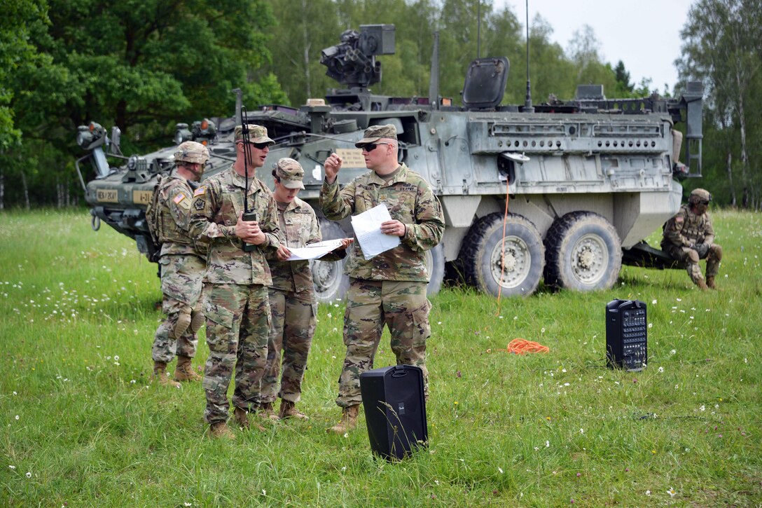 The 2nd Cavalry Regiment and the Regimental Engineer Squadron host the demonstration of a Wet Gap Crossing in preparation for Exercise Saber Guardian 17 in Grafenwoehr, Germany, June 8, 2017. Exercise Saber Guardian 17 is a U.S. European Command, U.S. Army Europe-led annual exercise taking place in Hungary, Romania and Bulgaria in the summer of 2017. This exercise involves more than 25,000 service members from over 20 ally and partner nations. The largest of the Black Sea Region exercises, Saber Guardian 17 is a premier training event for U.S. Army Europe and participating nations that will build readiness and improve interoperability under a unified command, executing a full range of military missions to support the security and stability of the Black Sea Region. Army photo by Gertrud Zach