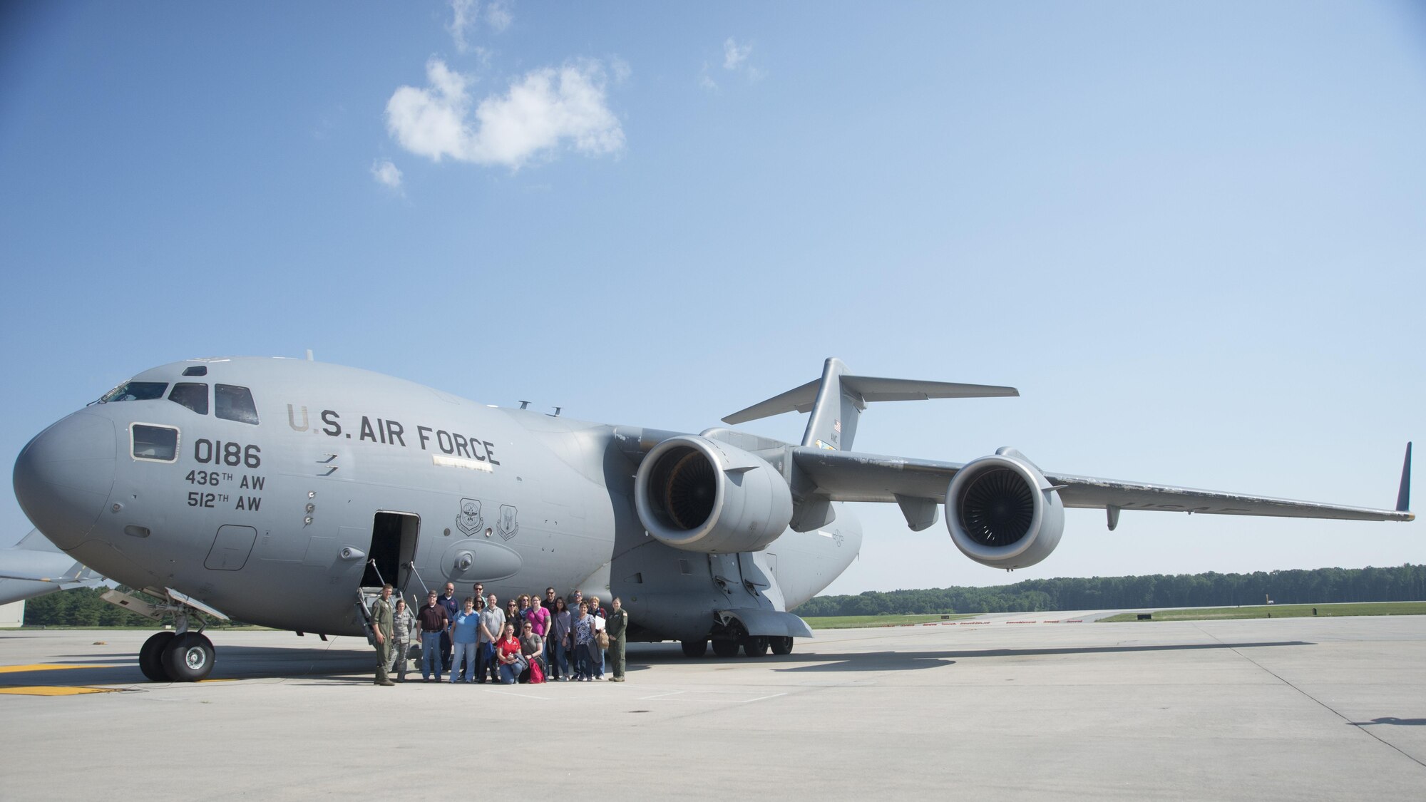 Leadership Central Delaware Class of 2017 stands in front of a C-17 Globemaster III June 13, 2017, on Dover Air Force Base, Del. The LCD program is designed to prepare the leaders of tomorrow with the information, knowledge and resources to better their county. (U.S. Air Force photo by Staff Sgt. Jared Duhon)