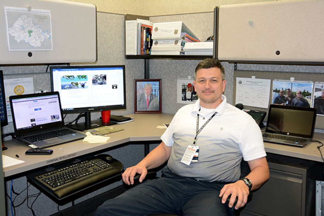 Donald Bartlett, criminal intelligence analyst, Security and Emergency Services Division, DLA Installation Support Richmond, DSCR, gathers information from classified and unclassified reporting networks and assesses threats to DSCR, Virginia.  