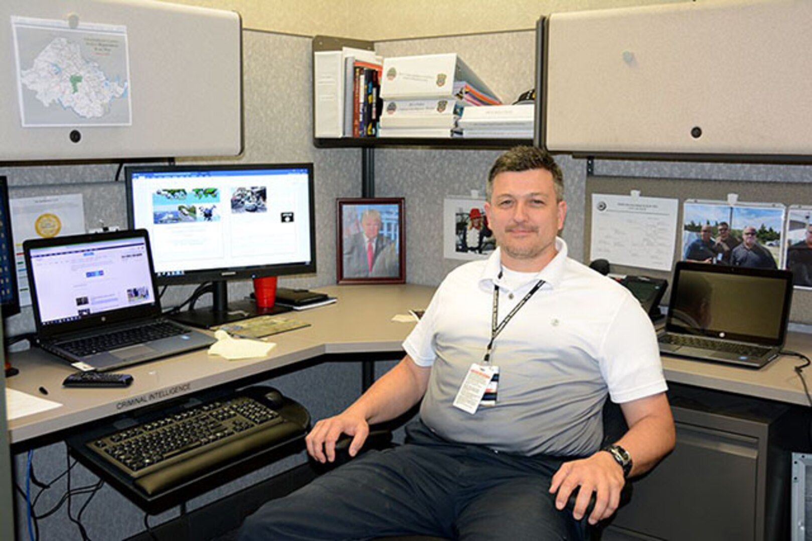 Donald Bartlett, criminal intelligence analyst, Security and Emergency Services Division, DLA Installation Support Richmond, DSCR, gathers information from classified and unclassified reporting networks and assesses threats to DSCR, Virginia.  