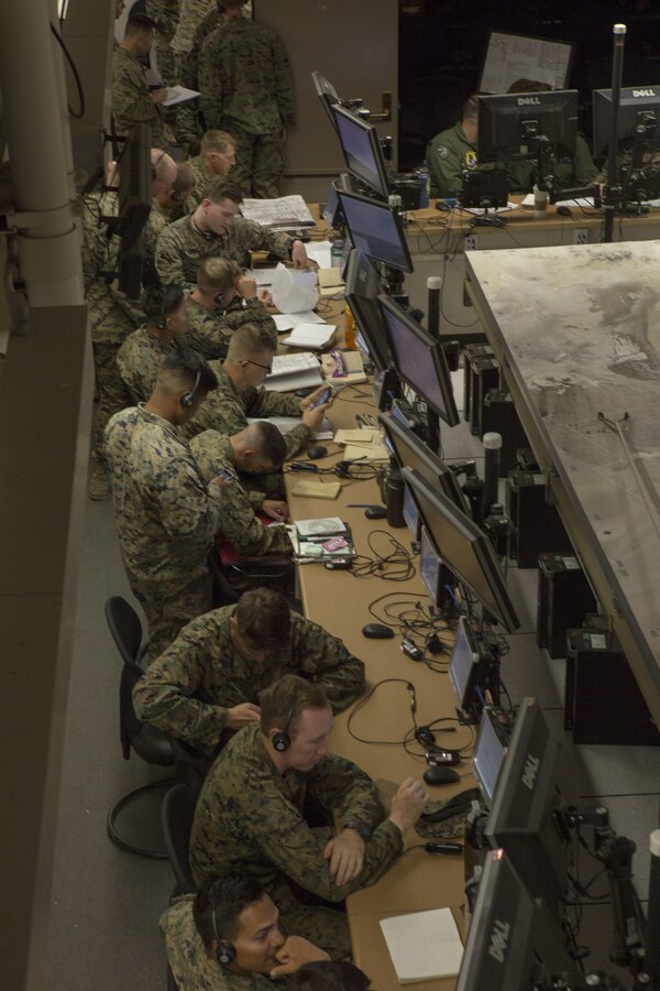 U.S. Marines with 2nd battalion, 25 Marines, 4th Marine Division, Marine Forces Reserve, participate in the Tactical Training Control Exercise Group Mechanized Assault Course and Air Assault Course during Integrated Training Exercise 4-17 at the Marie Corps Air Ground Combat Center Twentynine Palms, California on June 19th, 2017. Marines with 2/25 used the TTCEG to prepare for their FINEX, the final training sequence for ITX. ITX 4-17 is a live-fire and maneuver combined arms exercise designed to train battalion and squadron-sized units in the tactics, techniques, and procedures required to provide a sustainable and ready operational reserve for employment across the full spectrum of crisis and global engagement. (U.S. Marine Corps photo by Lance Cpl. Imari J. Dubose)
