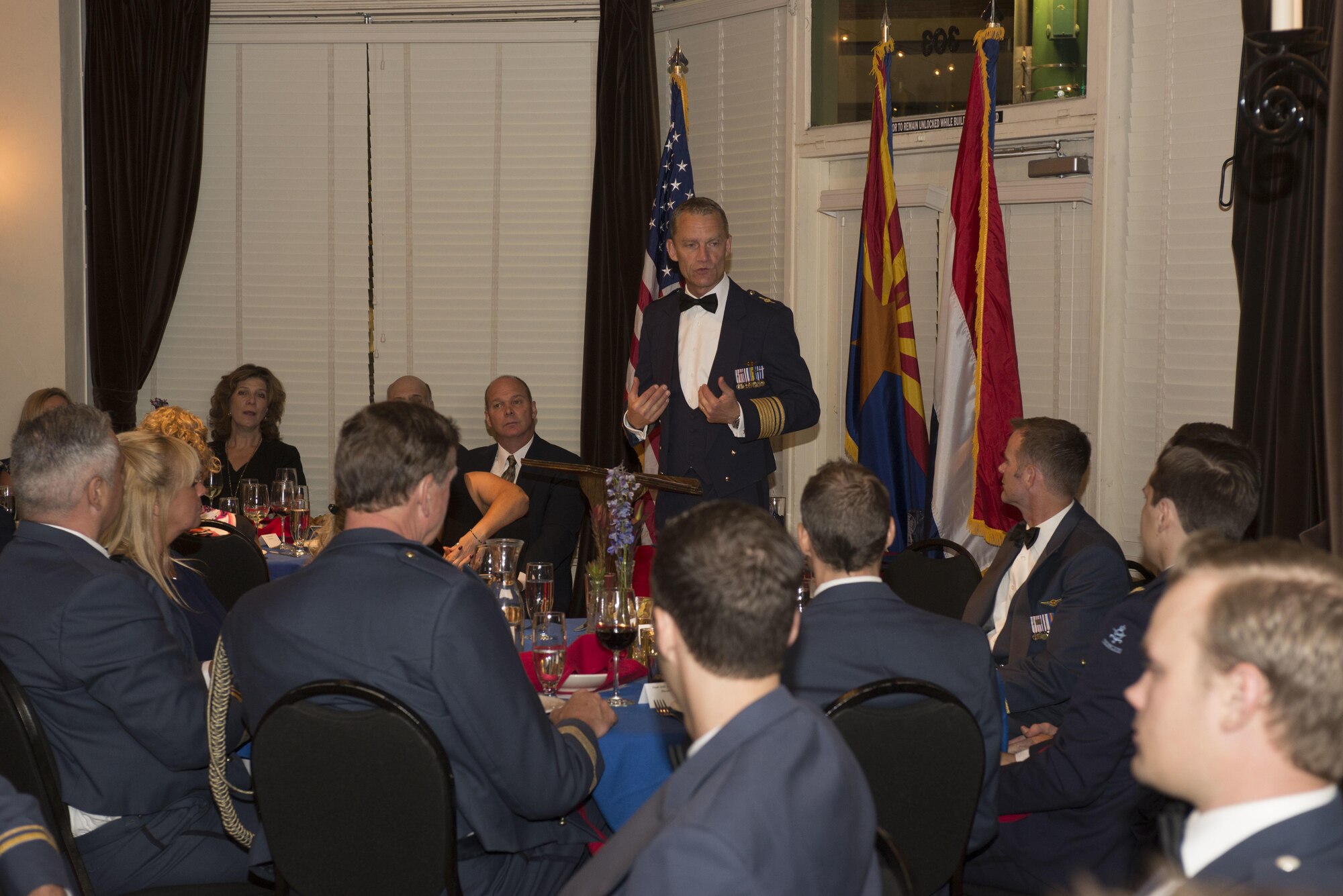 Commander of the Royal Netherlands Air Force Lt. Gen. Dennis Luyt, spent the day visiting with Airmen at the 162nd Wing and the evening attending a graduation for his newest fighter pilots Friday, June 16, 2017. The Dutch were the first in a long line of international partners to learn to fly the F-16 in Tucson. (U.S. Air National Guard photo by 1st Lt. Lacey Roberts)