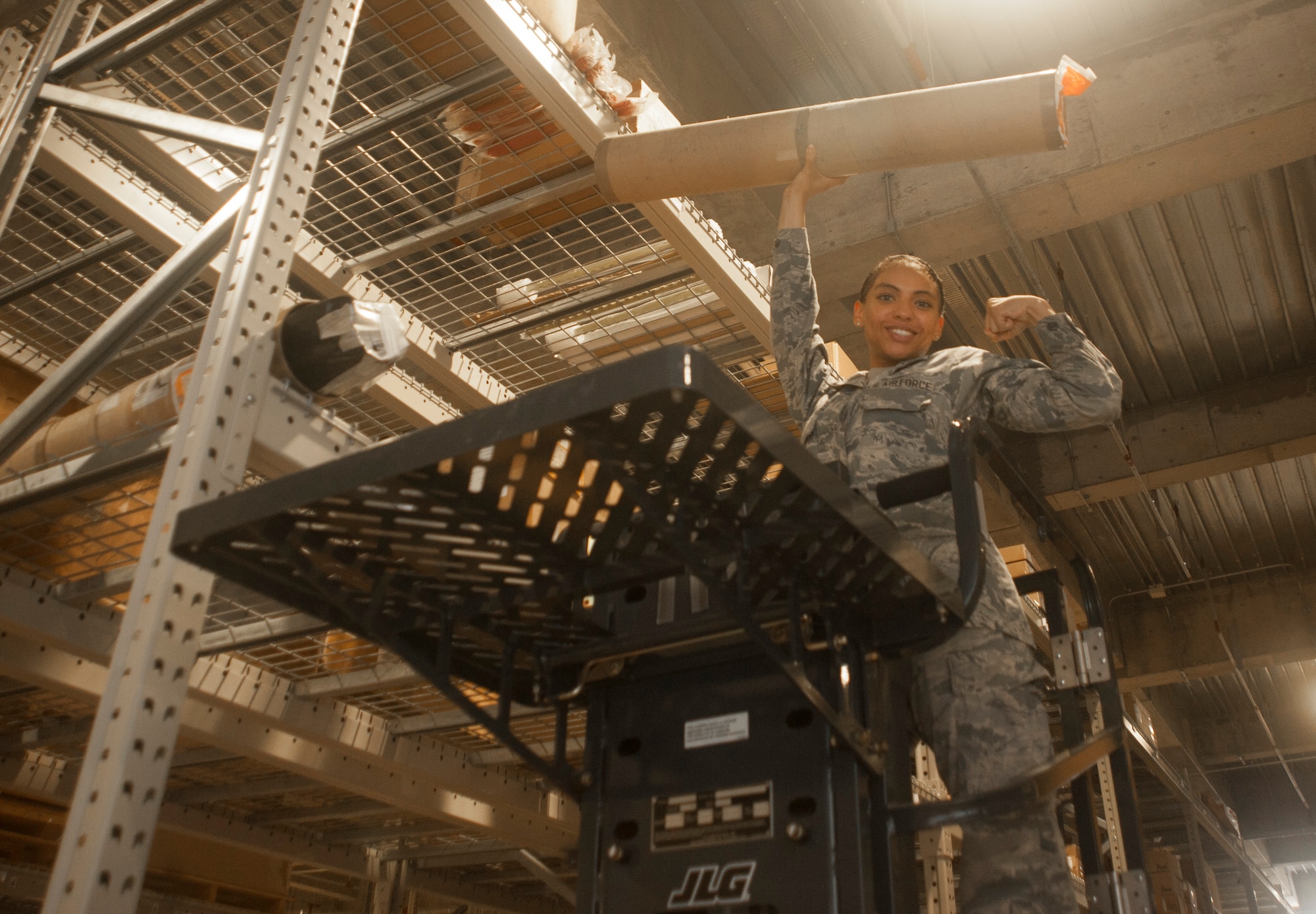 U.S. Air Force Senior Airman Serah Lewis, 18th Logistics Readiness Squadron material management specialist, searches for an item June 22, 2017, at Kadena Air Base, Japan. Airmen from the 18th LRS provide logistical support for every unit on Kadena and several more across Okinawa. (U.S. Air Force photo by Senior Airman Quay Drawdy)