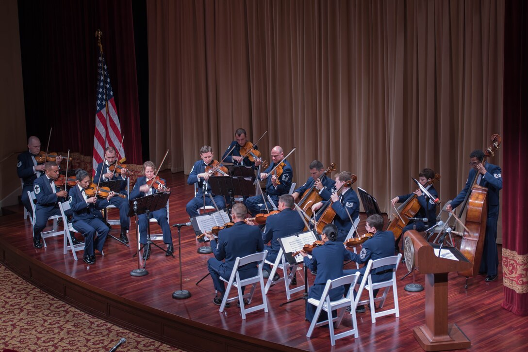 In honor of the John F. Kennedy 100th birthday celebration the Air Force Strings performed June 15 at the National Archives Building McGowan Theater performing selections performed at the Kennedy White House. (U.S. Air Force photos/TSgt Grant Langford/released)