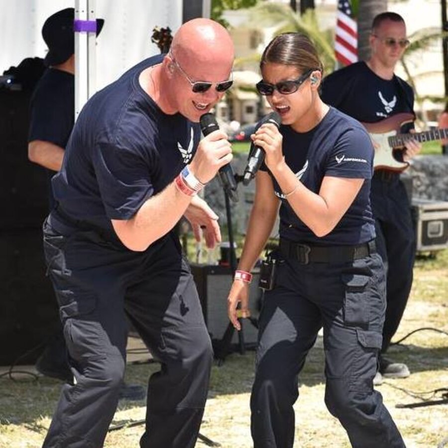 SMSgt Carson and TSgt Quintello performing at the National Salute to America's Heroes event in Miami, FL. Who's ready to help us kick off this year's Summer Concert Series? (U.S. Air Force photos/CMSgt Kamholz/released)