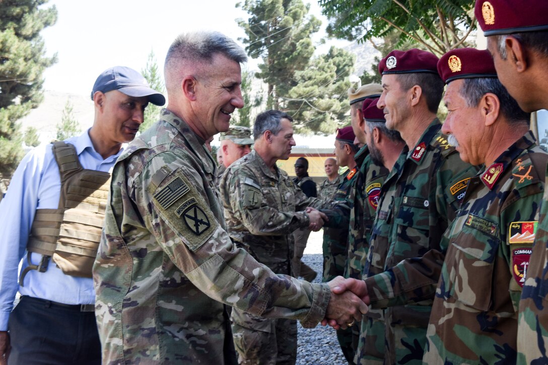 KABUL, Afghanistan (June 20, 2017) – General John W. Nicholson, Resolute Support Mission commander, visited the Afghan National Army’s New Commando School June 19 with a message of solidarity and brotherhood.