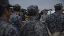 U.S. Air Force Tech. Sgt. Daniel Ray, the 35th Civil Engineer Squadron grounds and pavement section chief, briefs a group of Japan Air Self-Defense Force civil engineer Airmen during a bilateral exchange program at Misawa Air Base, Japan, June 21, 2017. This was the first time 35th CES specifically worked with JASDF, or Koku Jieitai, engineers. Additionally, civil engineer leadership from Pacific Air Forces’ and other bases in Japan joined the activities to observe and input their expertise on certain matters. (U.S. Air Force photo by Senior Airman Deana Heitzman)