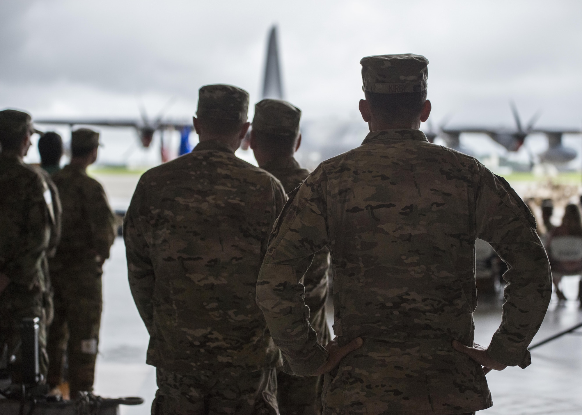 U.S. Air Force Lt. Gen. Brad Webb, commander of Air Force Special Operations Command, U.S. Air Force Col. William Freeman, outgoing commander of the 353rd Special Operations Group and U.S. Air Force Col. Jason Kirby, incoming commander of the 353rd SOG, gather in preparation for the change of command ceremony, June 19, 2017 at Kadena Air Base, Japan. Webb was the presiding official of the ceremony. (U.S. Air Force photo by Capt. Jessica Tait)