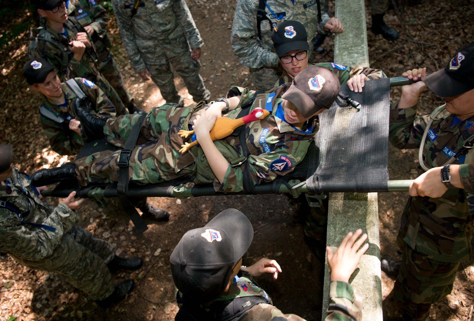 Civil Air Patrol European Encampment cadets on Ramstein Air Base, Germany, June 21, 2017. The cadet encampment is a summer program for participants ages 12-21, who are part of the CAP Cadet Program. The encampment is designed to transform American youth into leaders and build knowledge of aerospace throughout the U.S. population. (U.S. Air Force photo by Senior Airman Elizabeth Baker)