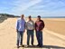 From left, Lt. Col. Christopher Schumann, retired Maj. George Schumann, and Eric Schumann, pose for a group photo at Omaha Beach, France, in May 2017. The retired major was taking his first trip to Europe to visit his son Christopher, 48th Fighter Wing staff judge advocate at RAF Lakenheath. (Courtesy photo)