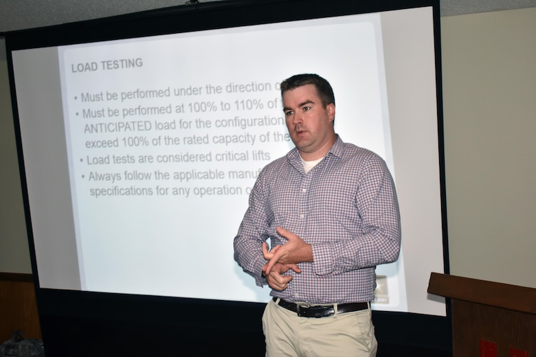 Matthew Scott, chief of Safety and Occupational Health, briefs 18 Operations Division employees during a week-long, in-house general industry safety course in Tuscaloosa, Ala. The course, which saved the District nearly $30,000, was held June 12-16.