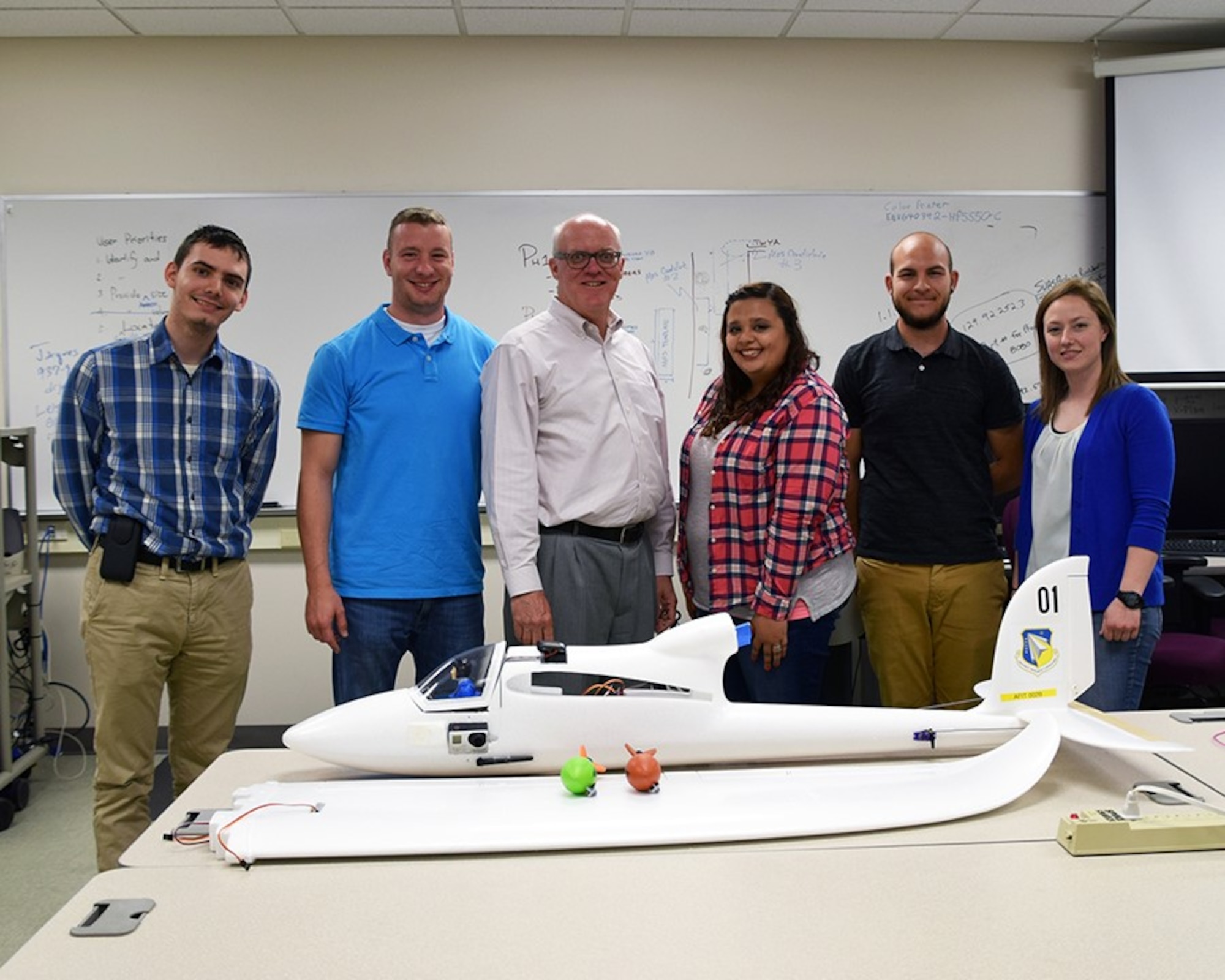 AFIT faculty member Dr. David Jacques (center), with SUCCESS Program interns John Wintersohle, Jamie Workman, Morgan Oldham, Evan Lynd, and Caitlin Jenkins. (Courtesy photo)
