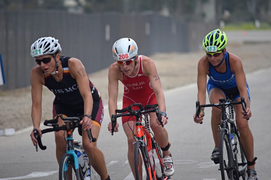 When Maj. Jamie Turner (right) is not serving in uniform as a Reservist in the 317th Airlift Squadron flying C-17 Globemaster IIs, or as a FedEx pilot as a civilian, she represents the Air Force in triathlons around the world. Turner was recently selected with a hand full of other athletes to represent the United States at the 19th Annual CISM World Military Championship August 2017 in Warendorf, Germany. The competition, sponsored by the Conseil International du Sports Militaire, is held every four years, in the spirit of the Olympics. (Courtesy Photo)
