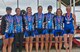 Maj. Jamie Turner, a Reserve pilot in the 317th Airlift Squadron (center)Stand with her Air Force Teammates after completing the Armed Forces Triathlon Championship, June 10, in Point Mugu, California. She finished 2nd in the Air Force, 5th overall and 2nd in the Masters category (over 35-years-old category). The Air Force women’s team took home the gold medal, and the men took silver. (Courtesy Photo)
