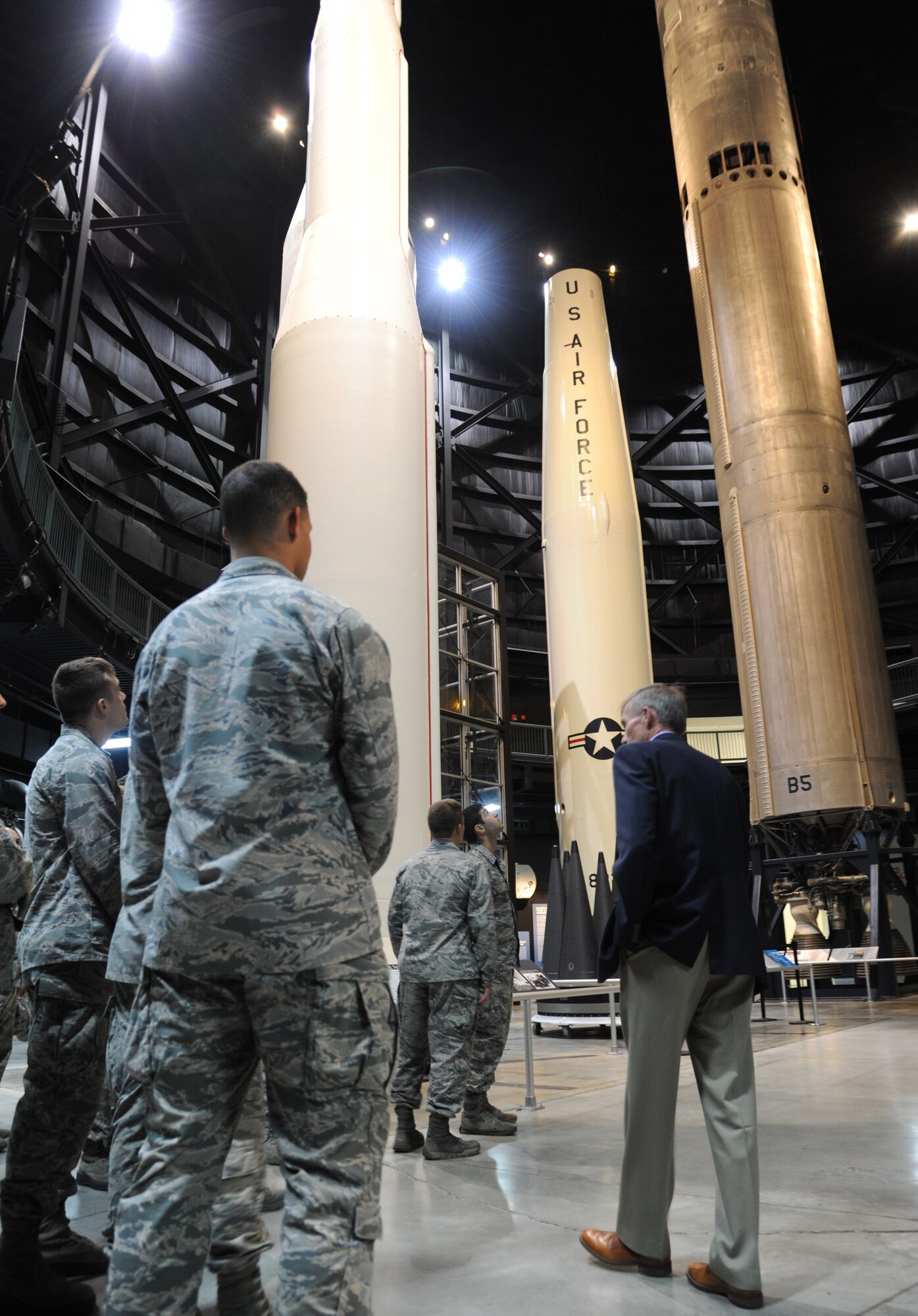 United States Air Force Academy cadets view the missle gallery at the National Museum of the United States Air Force guided by museum director Lt. Gen. John L. Hudson (retired) June 14, 2017.  Cadets visited Wright-Patterson Air Force Base as part of the Ops AF program, giving them real world experience with air force culture and careers to aid their professional development.  (U.S. Air Force photo / Tech. Sgt. Scott Johnson)