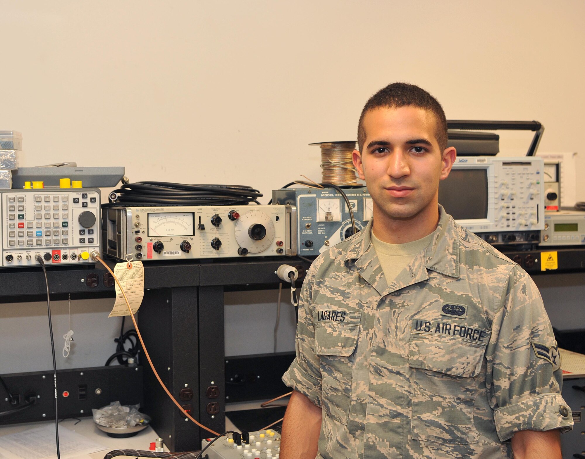 Airman 1st Class Luca Lagares, 9th Communications Squadron radio frequency transmission technician, poses for a photo June 21, 2017 at Beale Air Force Base, California. (U.S. Air Force photo/Airman 1st Class Tristan D. Viglianco)