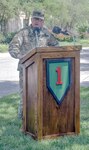 Col. John D. Lawrence, Fort Riley garrison commander, delivers his remarks at the Energy Savings Performance Contract groundbreaking ceremony June 13 at Ware Parade Field. According to Lawrence, because the construction phase of the project is scheduled to be completed by January 2019, it allows Fort Riley to meet federal mandates for a 25 percent reduction from 2015 energy consumption levels — six years ahead of schedule.
