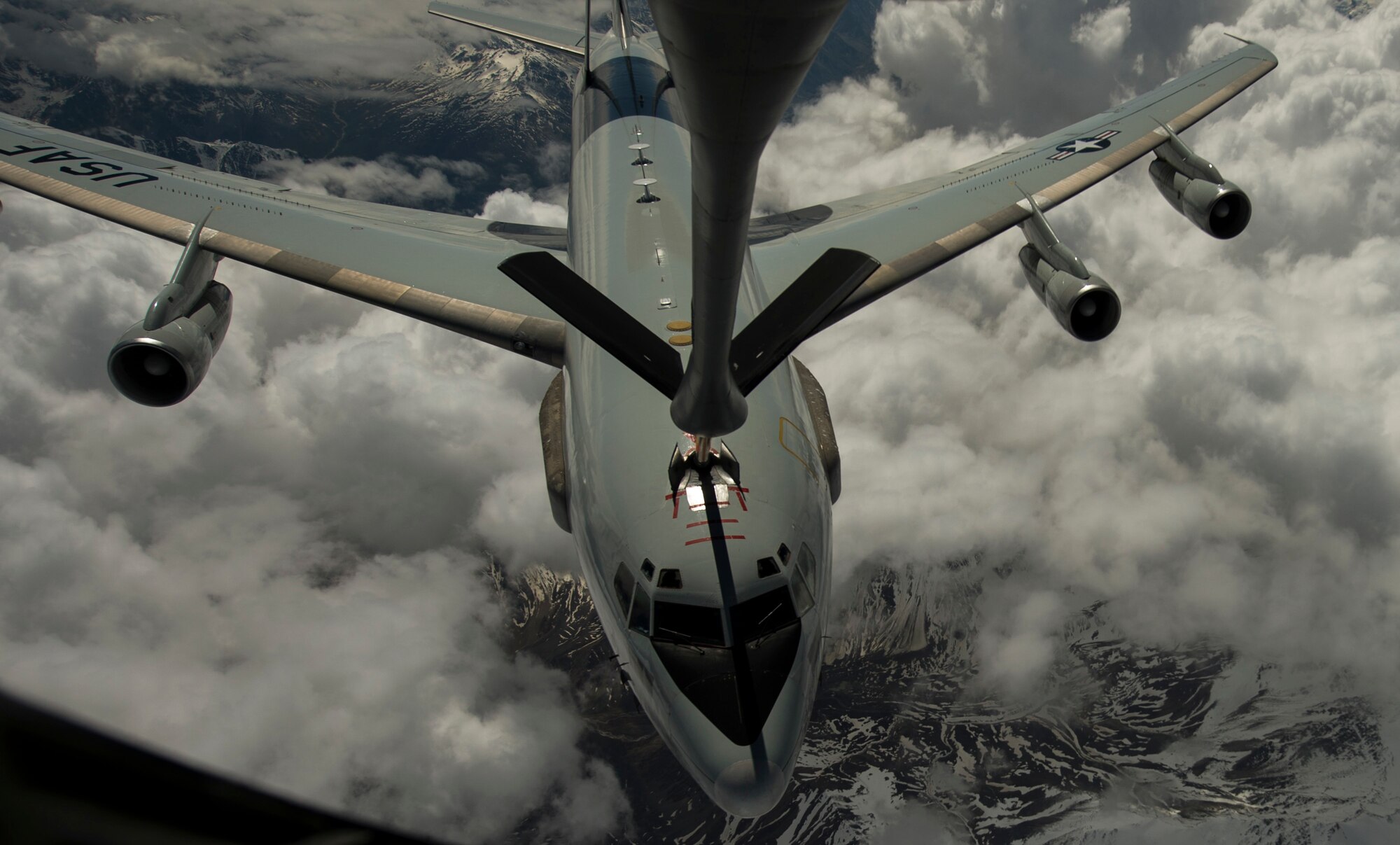 A U.S. Air Force E-3 Sentry receives fuel from a KC-135 Stratotanker during RED FLAG-Alaska 17-2 June 16, 2017, at Eielson Air Force Base, Alaska. RED FLAG-Alaska provides an optimal training environment in the Indo-Asia Pacific Region and focuses on improving ground, space, and cyberspace combat readiness and interoperability for U.S. and international forces. (U.S. Air Force photo by Staff Sgt Douglas Ellis)