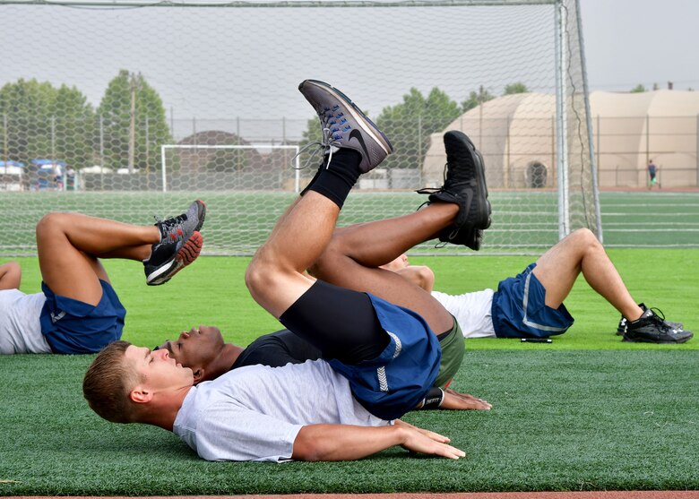 Members of Osan Air Base participate in the “Rogers Fit Workout” challenge June 23, 2017 at Osan AB, Republic of Korea. The 731st AMS along with the Osan Top Three Heritage Committee and the 51st Force Support Squadron Fitness Staff unveiled a memorial and hosted the “Rogers Fit Workout” challenge in honor of Rogers, who has passed away May 20, 2016, due to injuries she sustained from helping a family escape a burning apartment building. (U.S. Air Force photo by Senior Airman Franklin R. Ramos/Released)