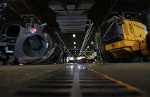 Senior Airman Dalton Dritz, 5th Logistics Readiness Squadron vehicle maintainer, tidies the special purpose shop at Minot Air Force Base, N.D., June 19, 2017. In order to prepare for winter, routine facility cleaning is required. (U.S. Air Force photo by Airman 1st Class Dillon J. Audit)