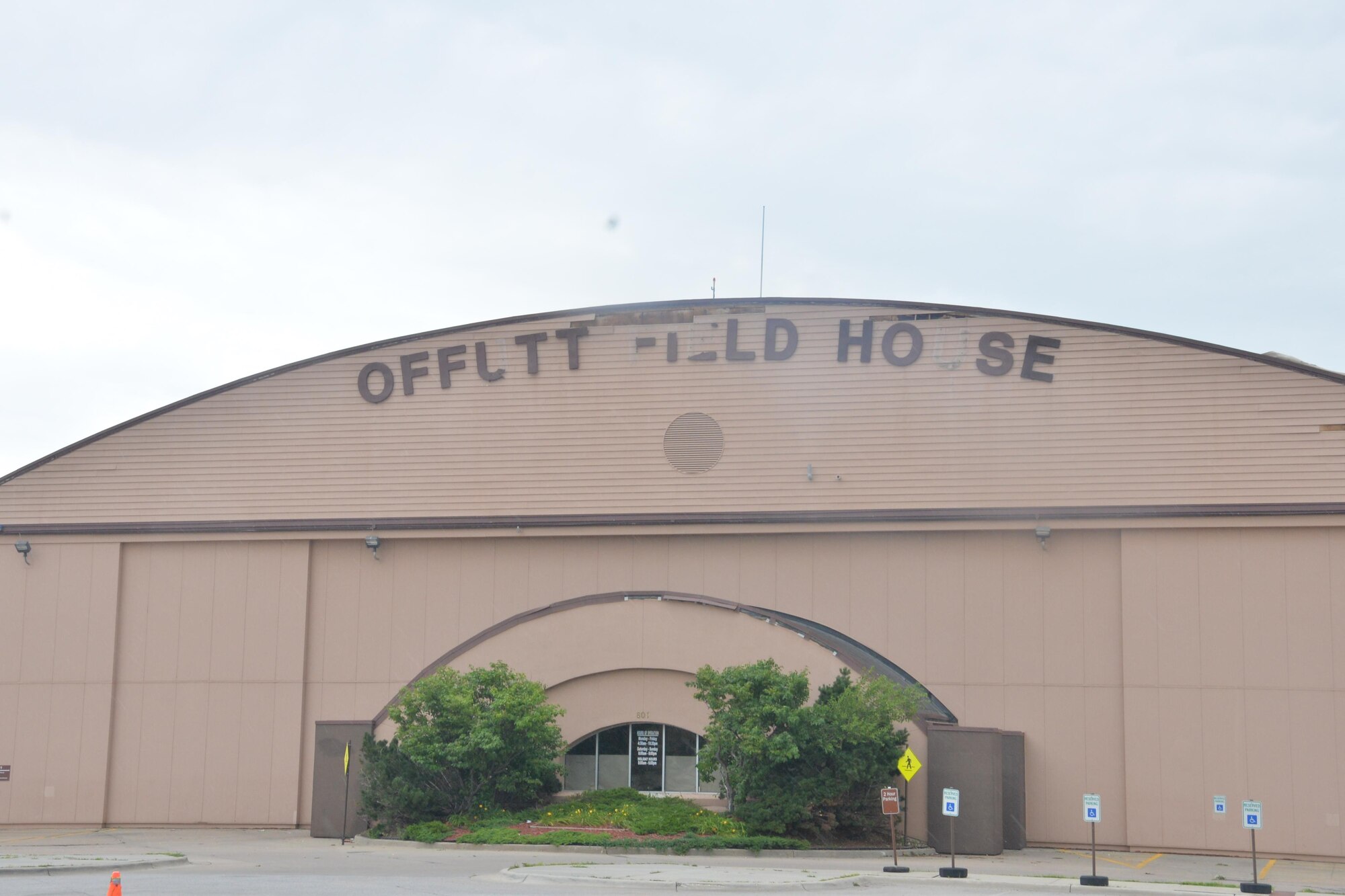 A fast moving storm with driving rain, high winds and two confirmed tornadoes caused significant damage to Offutt Air Force Base, Nebraska on June 16. Property damage occurred to various facilities, homes and some aircraft, but no base personnel were injured. The storm also damaged many trees and caused wide-spread power outages. Base officials estimate it could take months before the entire base is fully repaired. (U.S. Air Force photo by Dana Heard)