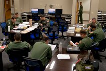 Members of the 913th Airlift Group conduct a mission briefing before a training sortie June 15, 2017, at Little Rock Air Force Base, Ark. The Airmen comprised three aircrews for the 913th Airlift Group’s first all Reserve 3-ship sortie. (U.S. Air Force photo by Master Sgt. Jeff Walston/Released)