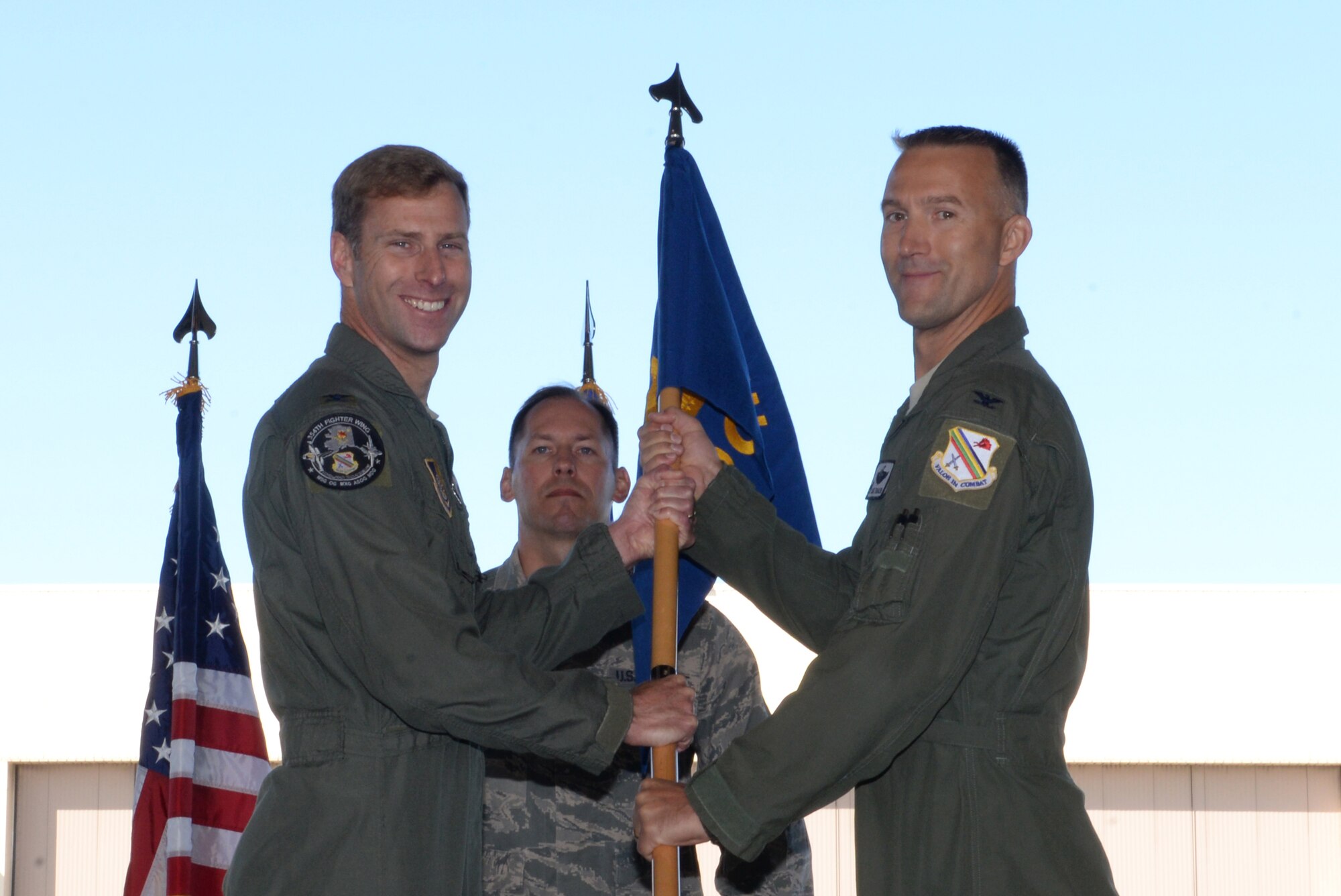 Eielson’s 354th Operations Group (OG) held their change of command ceremony June 26, 2017, at Eielson Air Force Base, Alaska. Col. Brian “Burnt” Toth, the 354th OG commander, relinquished his command to Col. Jacob “Snake” Trigler, the new 354th OG commander. Toth will be retiring from the Air Force, and his absence will be felt not only across the 354th Fighter Wing, but across the Air Force. (U.S. Air Force photo by Airman 1st Class Cassandra Whitman)