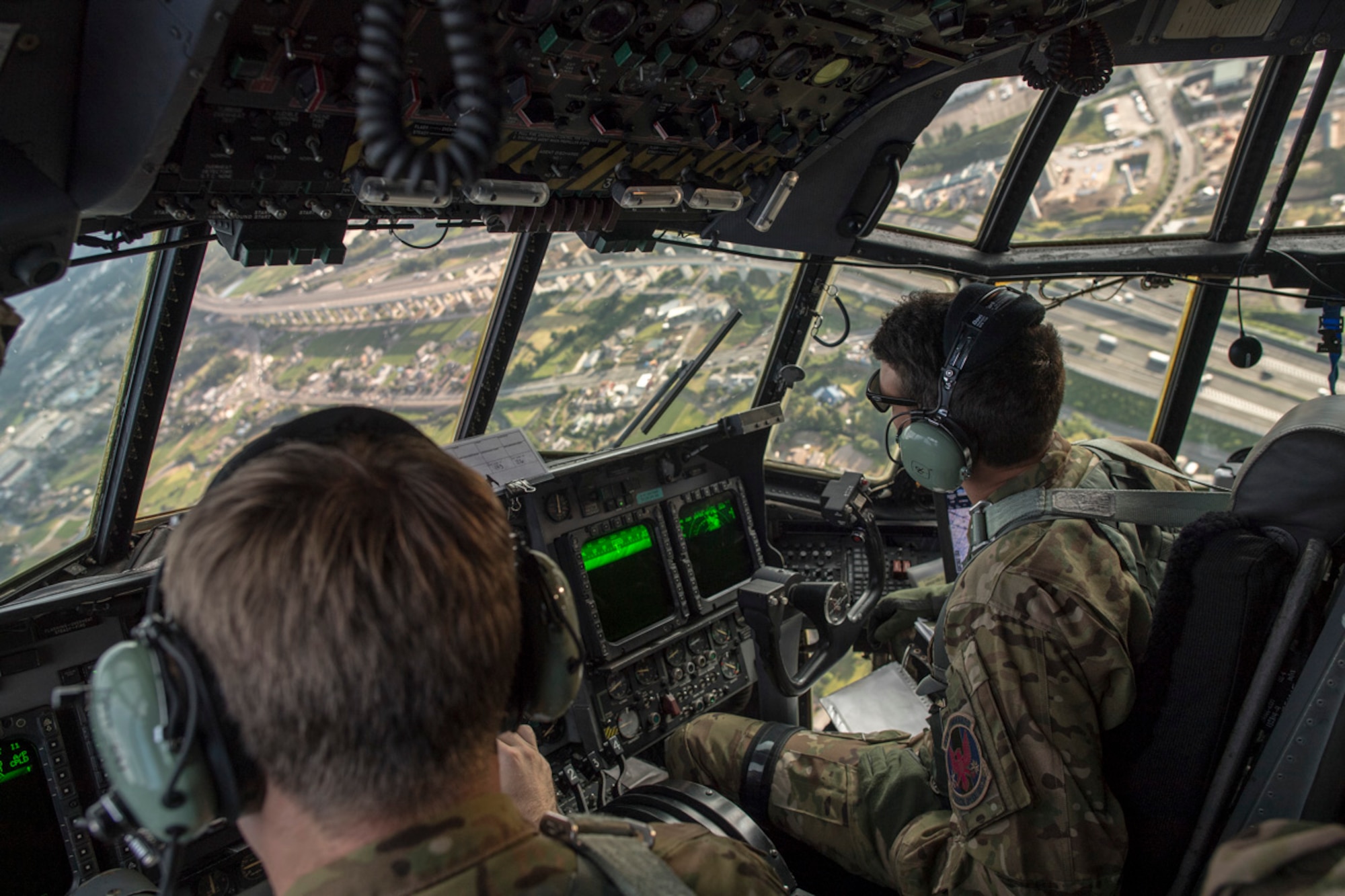 Members with the 353rd Special Operations Group fly over Shizuoka prefecture, near the Combined Arms Training Center, Camp Fuji, Japan, June 15, 2017, during Exercise Teak Jet. Exercise Teak Jet is a joint combined exchange training (JCET) focused on improving interoperability between the U.S. Air Force and Japan Air Self-Defense Force. (U.S. Air Force photo by Yasuo Osakabe)
