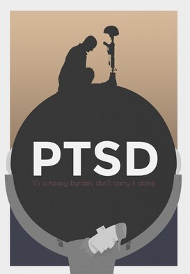Post-traumatic stress disorder is a mental health condition that can occur after someone has gone through a traumatic event. PSTD has a wide range of symptoms including flashbacks, memory gaps, being easily startled or having a distorted feeling of guilt. Service members don’t have to carry the burden alone. Chaplains, first sergeants, and mental health providers are all resources available to help. (U.S. Air Force graphic/Senior Airman Damon Kasberg)
