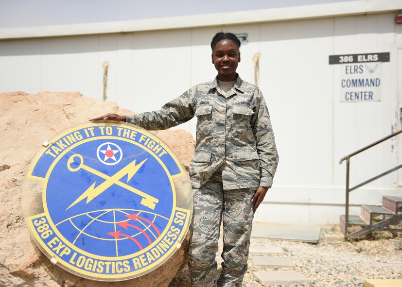 ROCK SOLID WARRIOR: This week's Rock Solid Warrior is Staff Sgt. Marc Ferguson, the Command Support Staff Administrator with the 386th Expeditionary Logistics Readiness Squadron, deployed from Homestead Air Reserve Base, Fla. The Rock Solid Warrior program is a way to recognize and spotlight the Airmen of the 386th Air Expeditionary Wing for their positive impact and commitment to the mission. (U.S. Air Force photo by Tech. Sgt. Jonathan Hehnly)