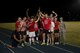 The 509th Force Support Squadron (FSS) gathers for a photo with the first place intramural soccer trophy at Whiteman Air Force Base, Mo., June 13, 2017. FSS won the intramural soccer championship against the 509th Security Forces Squadron. (U.S. Air Force photo by Airman Taylor Phifer)
